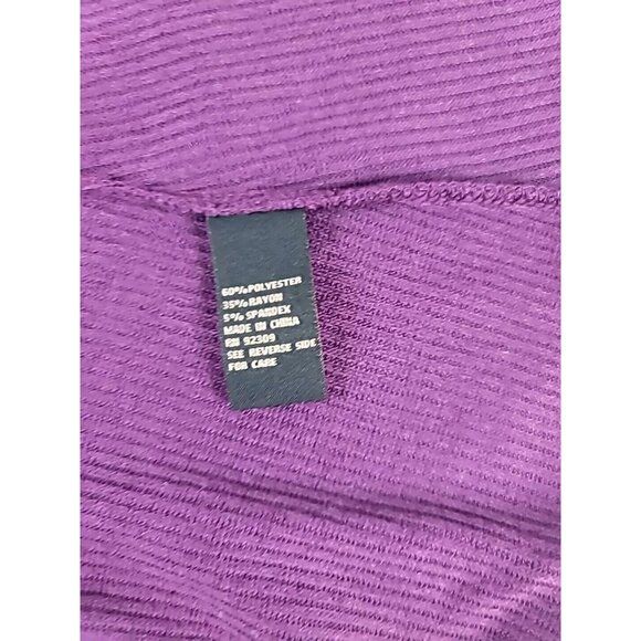 DG2 Diane Gilman Sweater Sz M Purple Turtleneck High Waist Faux Wrap Soft Knit - Picture 10 of 13